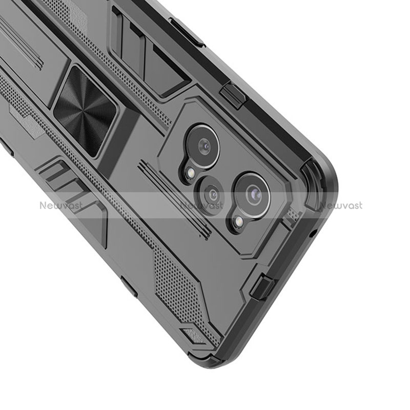 Silicone Matte Finish and Plastic Back Cover Case with Magnetic Stand KC1 for Realme GT Neo 3T 5G