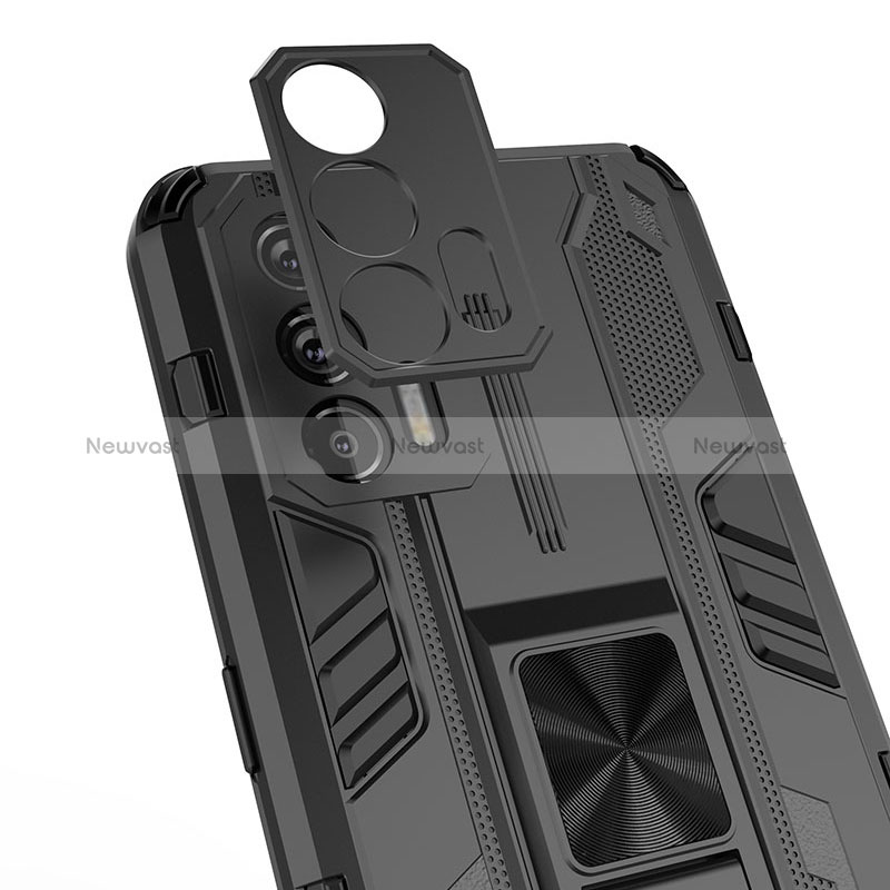 Silicone Matte Finish and Plastic Back Cover Case with Magnetic Stand KC1 for Realme GT Neo 5G