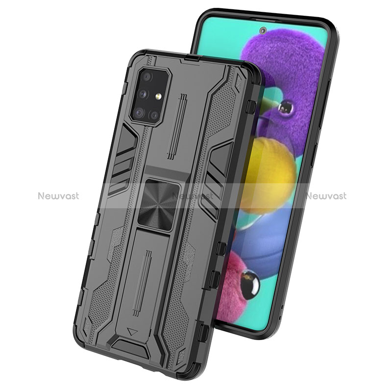 Silicone Matte Finish and Plastic Back Cover Case with Magnetic Stand KC1 for Samsung Galaxy M40S