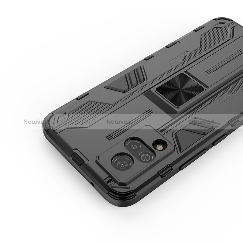 Silicone Matte Finish and Plastic Back Cover Case with Magnetic Stand KC1 for Vivo V21 5G