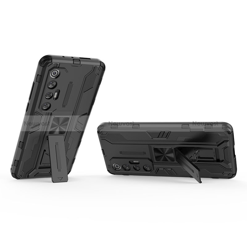 Silicone Matte Finish and Plastic Back Cover Case with Magnetic Stand KC1 for Xiaomi Mi 10S 5G