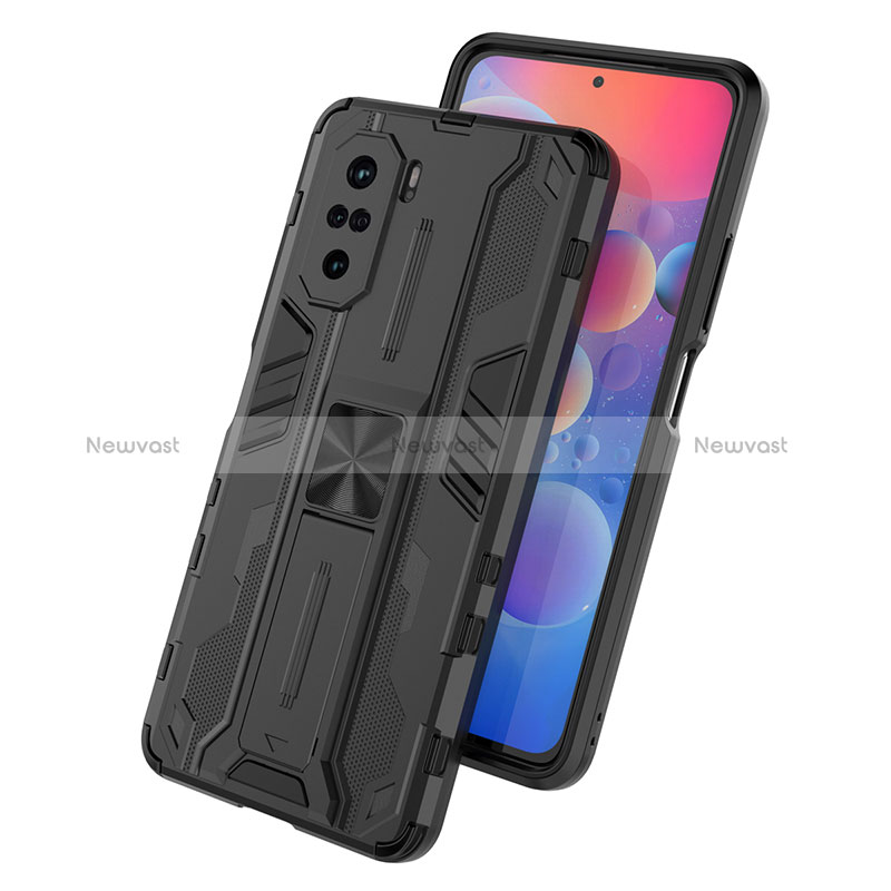 Silicone Matte Finish and Plastic Back Cover Case with Magnetic Stand KC1 for Xiaomi Mi 11i 5G