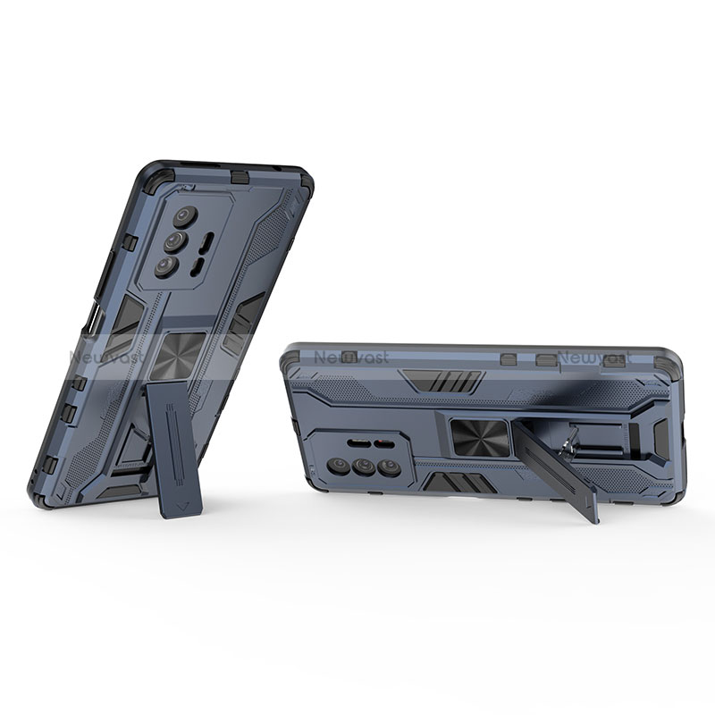 Silicone Matte Finish and Plastic Back Cover Case with Magnetic Stand KC1 for Xiaomi Mi 11T Pro 5G