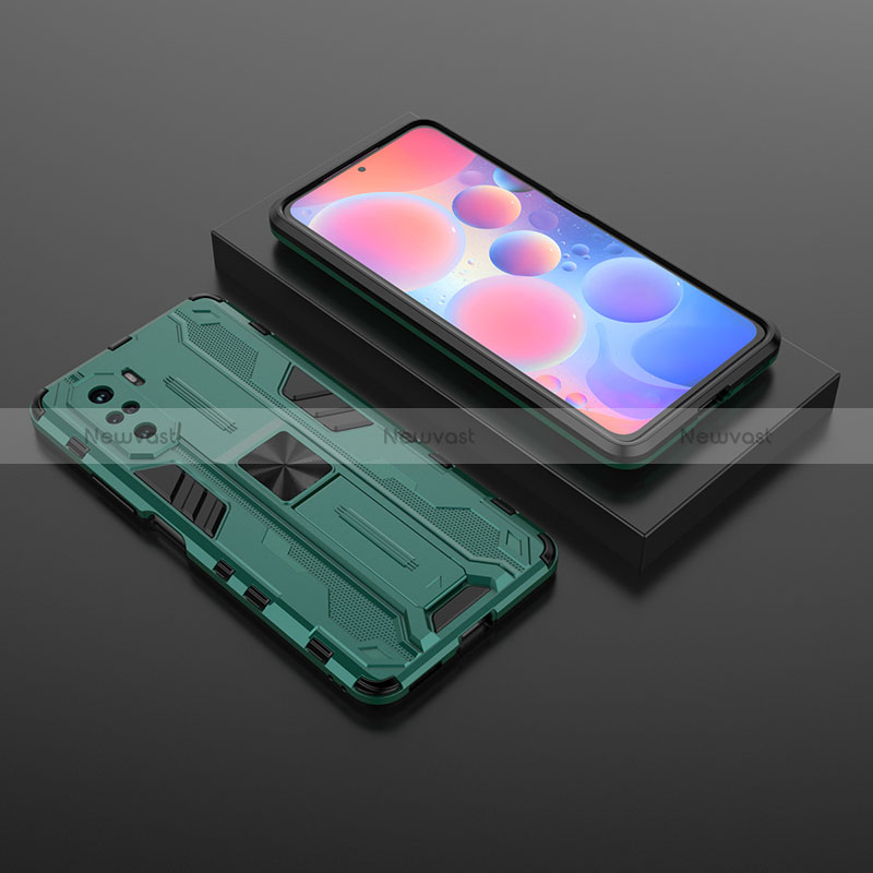 Silicone Matte Finish and Plastic Back Cover Case with Magnetic Stand KC1 for Xiaomi Mi 11X 5G