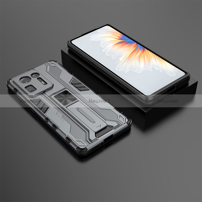 Silicone Matte Finish and Plastic Back Cover Case with Magnetic Stand KC1 for Xiaomi Mi Mix 4 5G