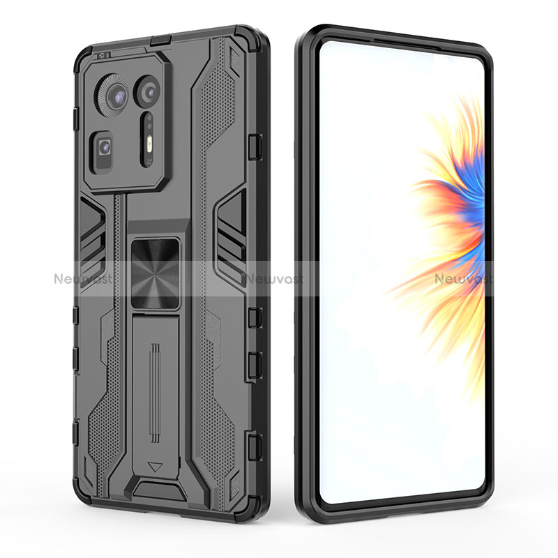 Silicone Matte Finish and Plastic Back Cover Case with Magnetic Stand KC1 for Xiaomi Mi Mix 4 5G