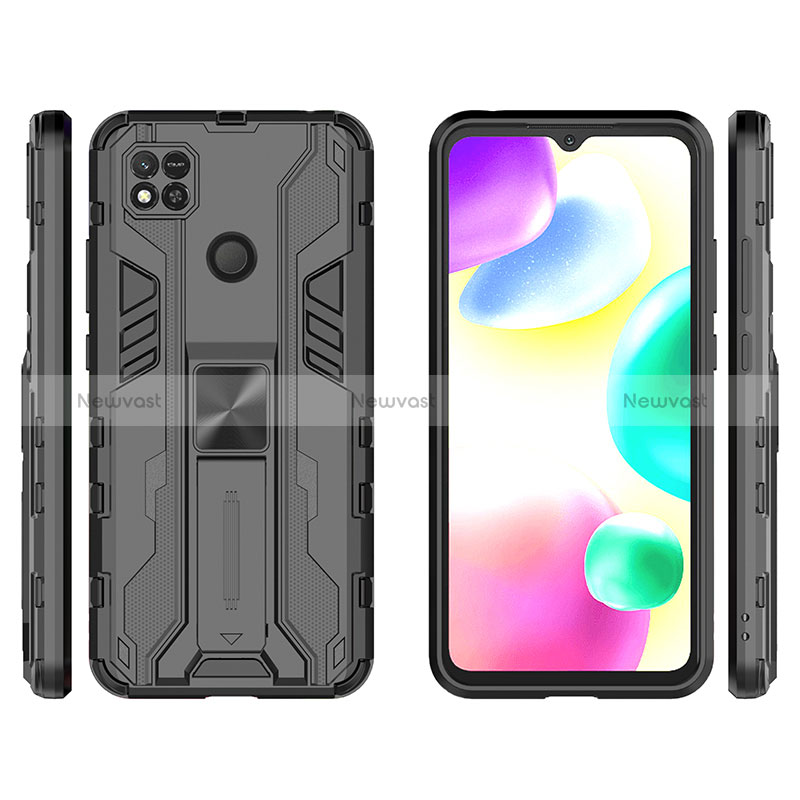 Silicone Matte Finish and Plastic Back Cover Case with Magnetic Stand KC1 for Xiaomi POCO C31
