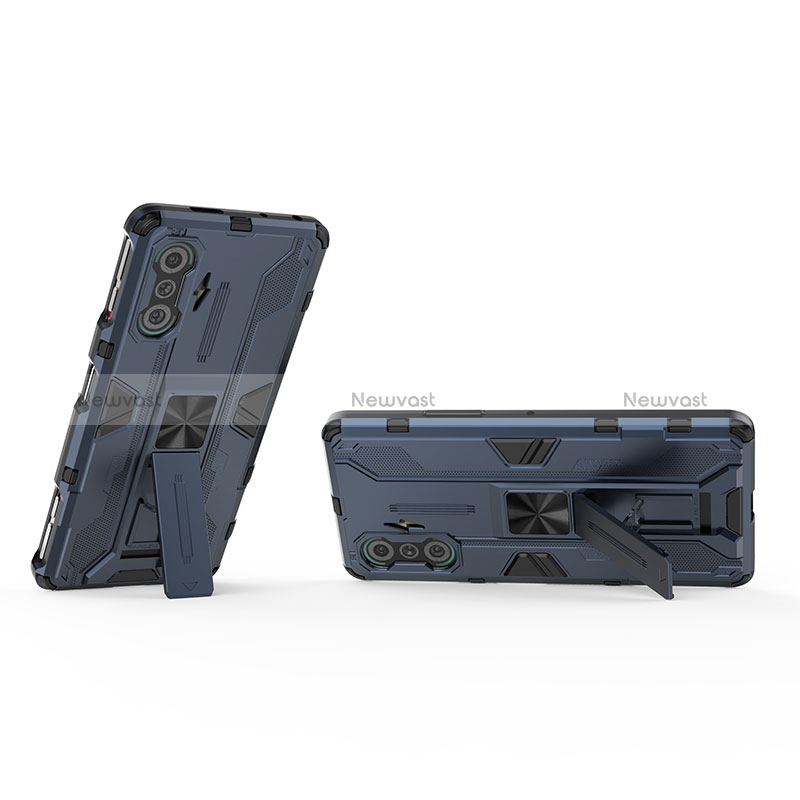 Silicone Matte Finish and Plastic Back Cover Case with Magnetic Stand KC1 for Xiaomi Poco F3 GT 5G