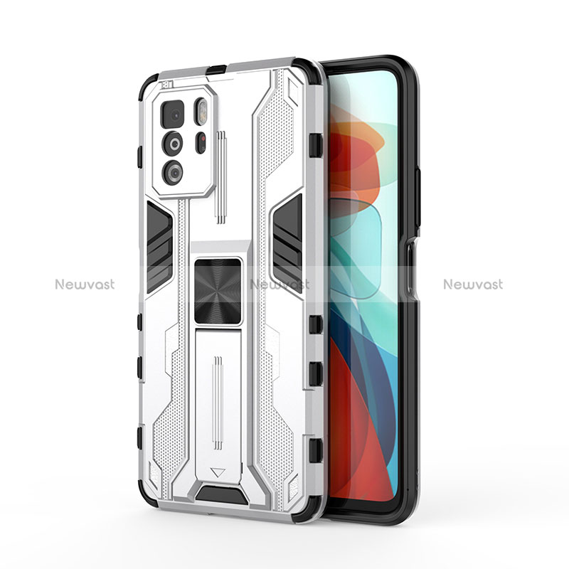 Silicone Matte Finish and Plastic Back Cover Case with Magnetic Stand KC1 for Xiaomi Poco X3 GT 5G