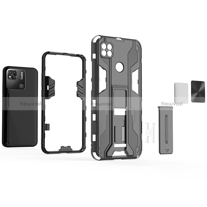 Silicone Matte Finish and Plastic Back Cover Case with Magnetic Stand KC1 for Xiaomi Redmi 9 Activ