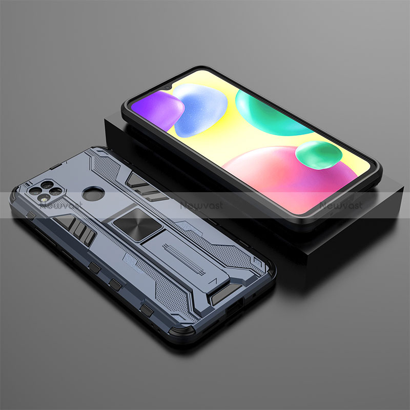 Silicone Matte Finish and Plastic Back Cover Case with Magnetic Stand KC1 for Xiaomi Redmi 9 Activ