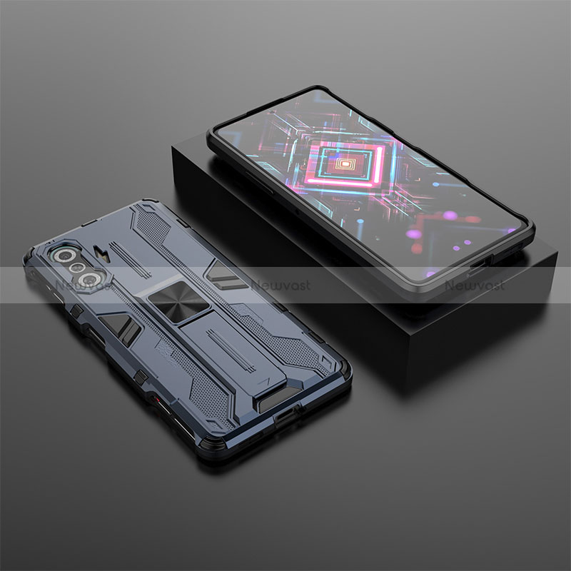 Silicone Matte Finish and Plastic Back Cover Case with Magnetic Stand KC1 for Xiaomi Redmi K40 Gaming 5G