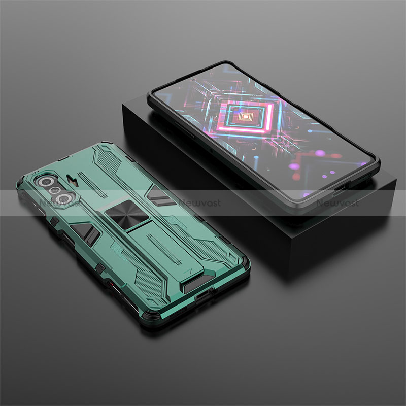 Silicone Matte Finish and Plastic Back Cover Case with Magnetic Stand KC1 for Xiaomi Redmi K40 Gaming 5G