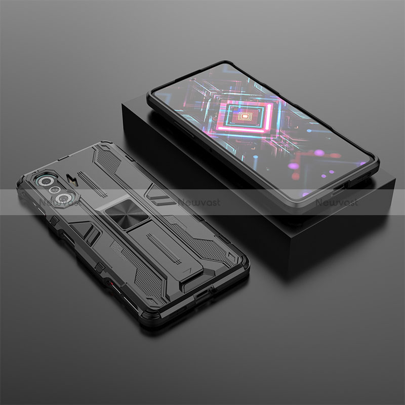 Silicone Matte Finish and Plastic Back Cover Case with Magnetic Stand KC1 for Xiaomi Redmi K40 Gaming 5G