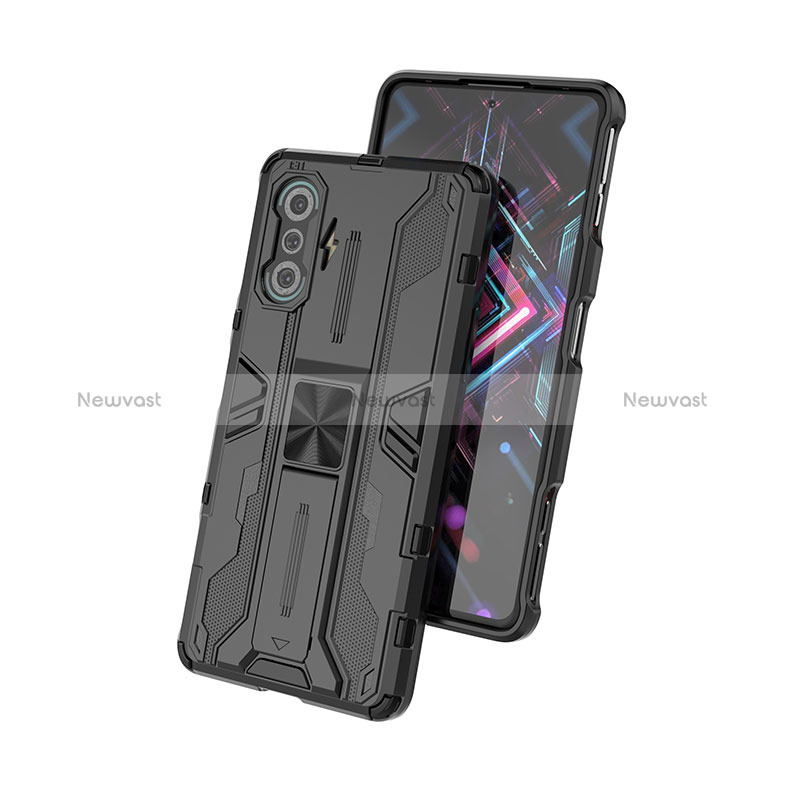 Silicone Matte Finish and Plastic Back Cover Case with Magnetic Stand KC1 for Xiaomi Redmi K40 Gaming 5G