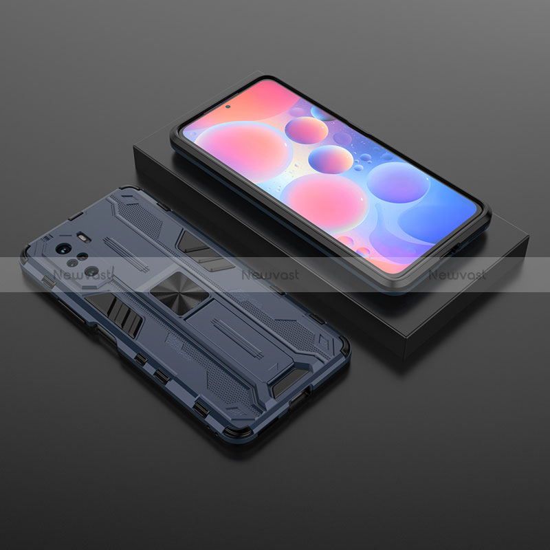 Silicone Matte Finish and Plastic Back Cover Case with Magnetic Stand KC1 for Xiaomi Redmi K40 Pro+ Plus 5G