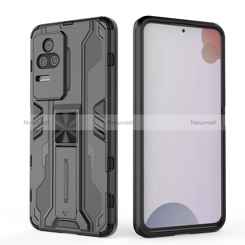 Silicone Matte Finish and Plastic Back Cover Case with Magnetic Stand KC1 for Xiaomi Redmi K50 Pro 5G