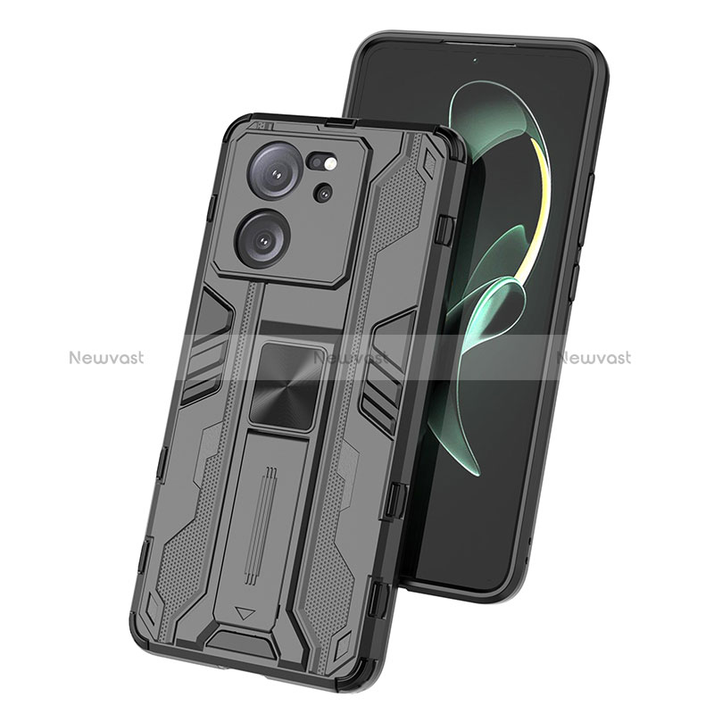 Silicone Matte Finish and Plastic Back Cover Case with Magnetic Stand KC1 for Xiaomi Redmi K60 Ultra 5G