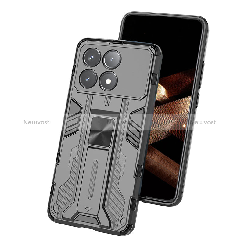 Silicone Matte Finish and Plastic Back Cover Case with Magnetic Stand KC1 for Xiaomi Redmi K70 Pro 5G