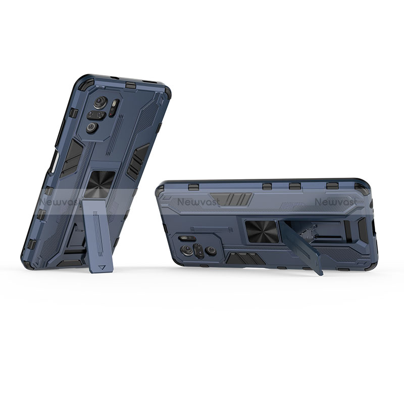 Silicone Matte Finish and Plastic Back Cover Case with Magnetic Stand KC1 for Xiaomi Redmi Note 10S 4G