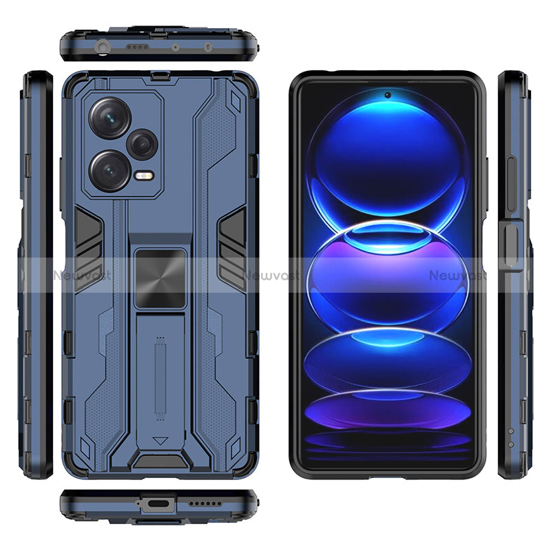 Silicone Matte Finish and Plastic Back Cover Case with Magnetic Stand KC1 for Xiaomi Redmi Note 12 Explorer