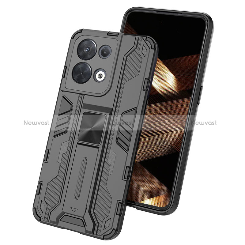 Silicone Matte Finish and Plastic Back Cover Case with Magnetic Stand KC1 for Xiaomi Redmi Note 13 5G