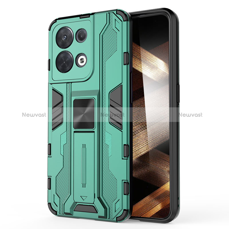 Silicone Matte Finish and Plastic Back Cover Case with Magnetic Stand KC1 for Xiaomi Redmi Note 13 Pro 5G