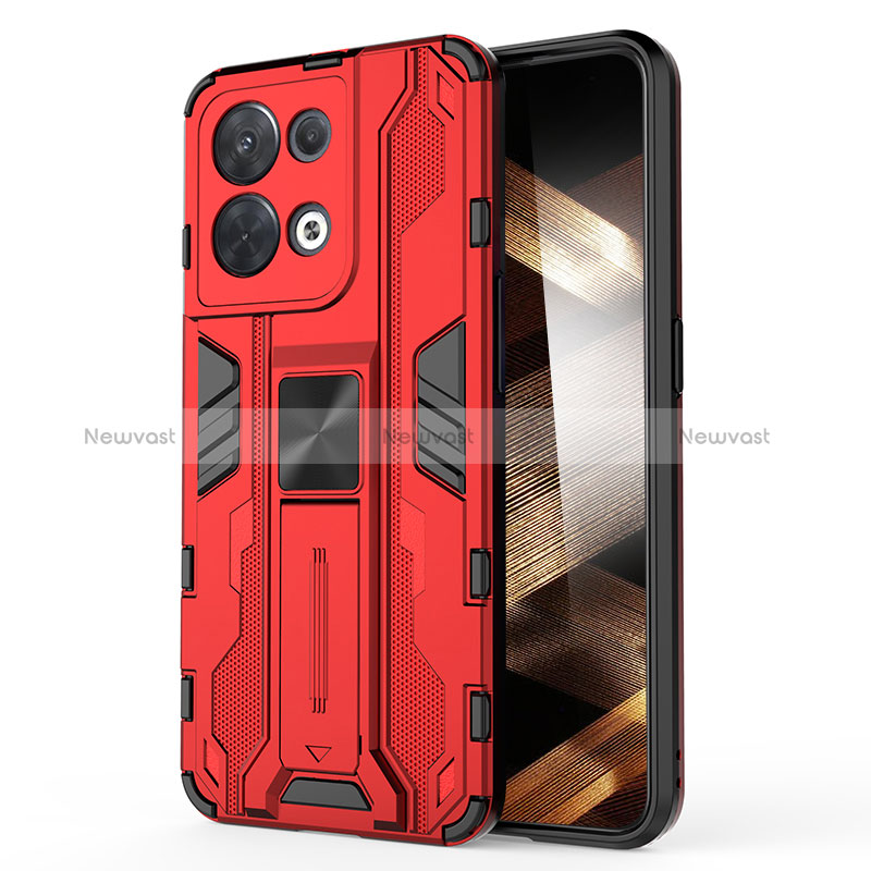 Silicone Matte Finish and Plastic Back Cover Case with Magnetic Stand KC1 for Xiaomi Redmi Note 13 Pro 5G