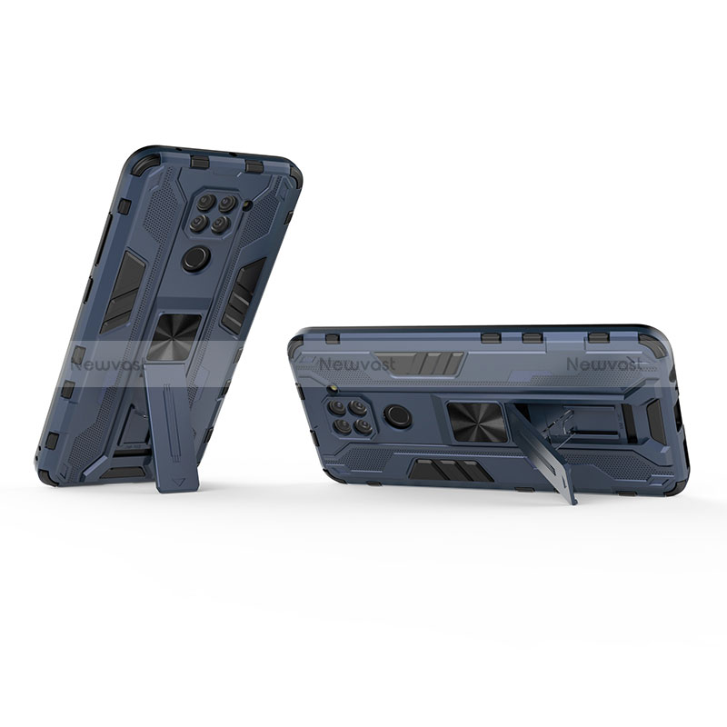 Silicone Matte Finish and Plastic Back Cover Case with Magnetic Stand KC1 for Xiaomi Redmi Note 9