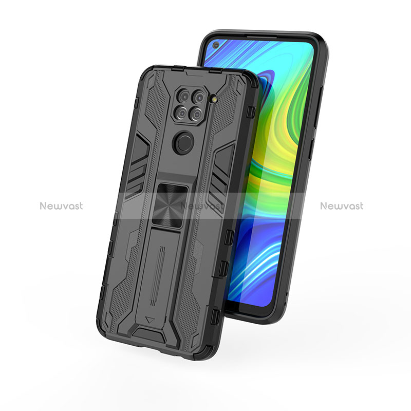 Silicone Matte Finish and Plastic Back Cover Case with Magnetic Stand KC1 for Xiaomi Redmi Note 9