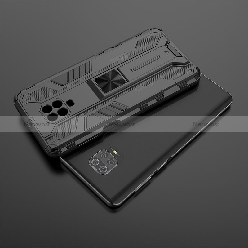Silicone Matte Finish and Plastic Back Cover Case with Magnetic Stand KC1 for Xiaomi Redmi Note 9S