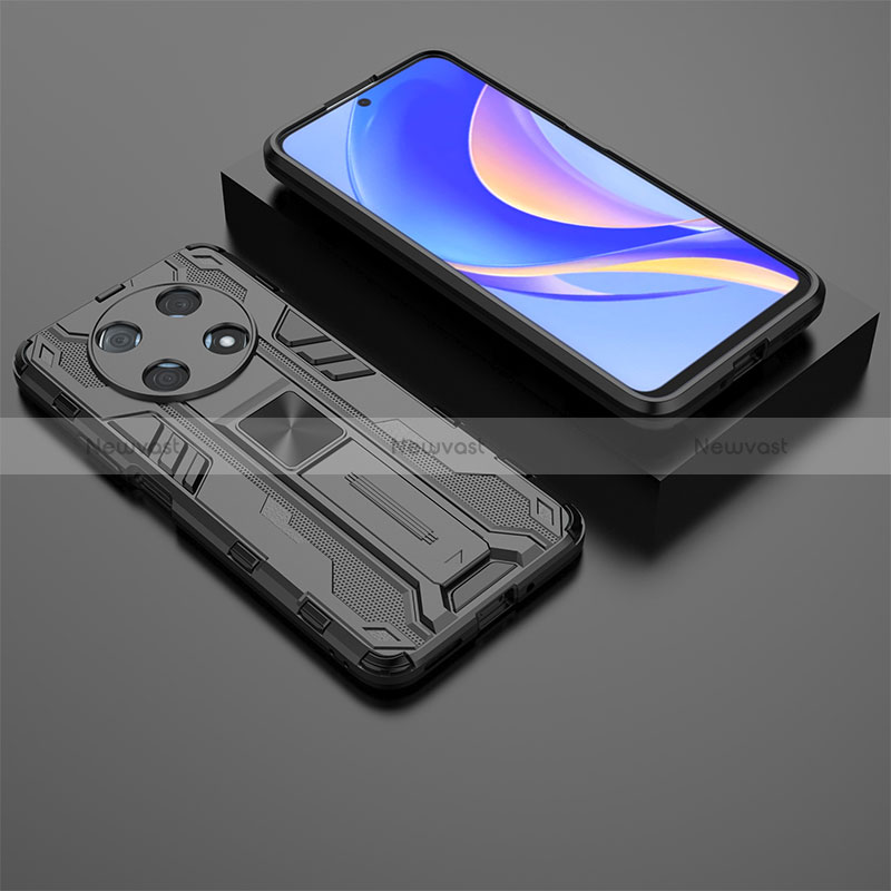 Silicone Matte Finish and Plastic Back Cover Case with Magnetic Stand KC2 for Huawei Enjoy 50 Pro