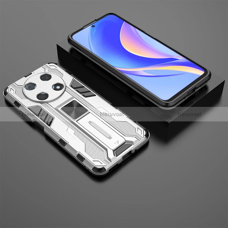 Silicone Matte Finish and Plastic Back Cover Case with Magnetic Stand KC2 for Huawei Enjoy 50 Pro