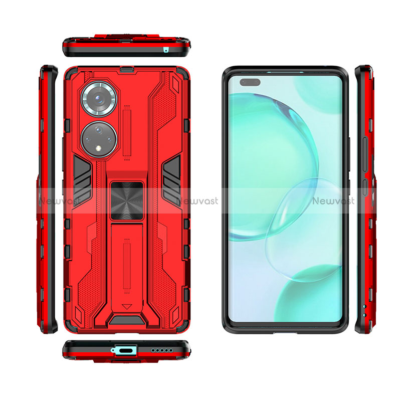 Silicone Matte Finish and Plastic Back Cover Case with Magnetic Stand KC2 for Huawei Honor 50 Pro 5G