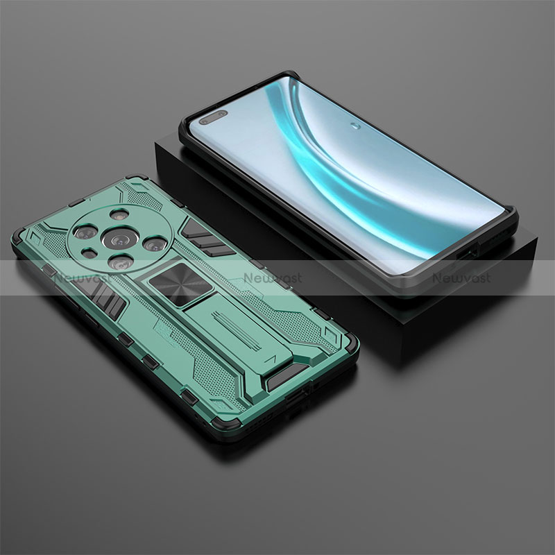 Silicone Matte Finish and Plastic Back Cover Case with Magnetic Stand KC2 for Huawei Honor Magic3 5G