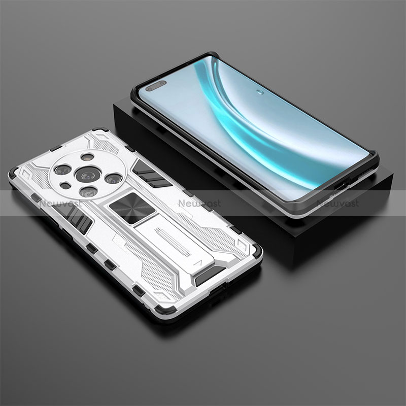 Silicone Matte Finish and Plastic Back Cover Case with Magnetic Stand KC2 for Huawei Honor Magic3 5G