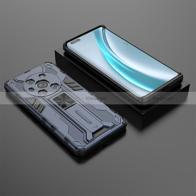 Silicone Matte Finish and Plastic Back Cover Case with Magnetic Stand KC2 for Huawei Honor Magic3 5G