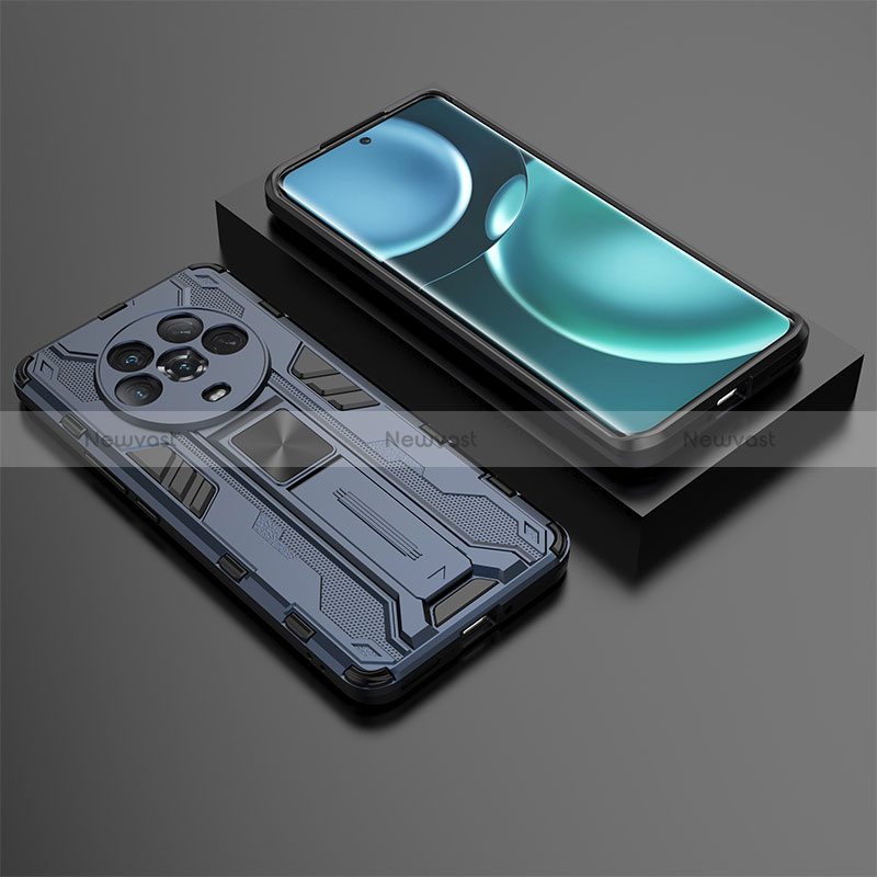 Silicone Matte Finish and Plastic Back Cover Case with Magnetic Stand KC2 for Huawei Honor Magic4 5G