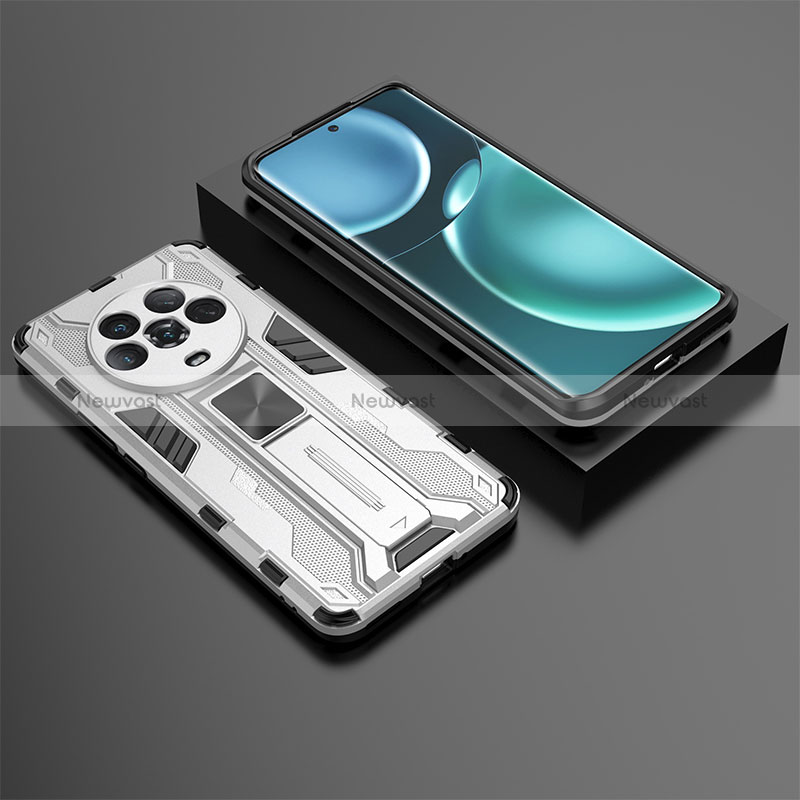 Silicone Matte Finish and Plastic Back Cover Case with Magnetic Stand KC2 for Huawei Honor Magic4 5G