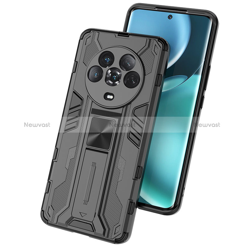 Silicone Matte Finish and Plastic Back Cover Case with Magnetic Stand KC2 for Huawei Honor Magic4 5G