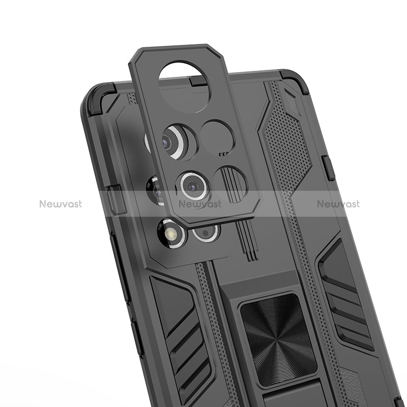 Silicone Matte Finish and Plastic Back Cover Case with Magnetic Stand KC2 for Huawei Honor V40 5G