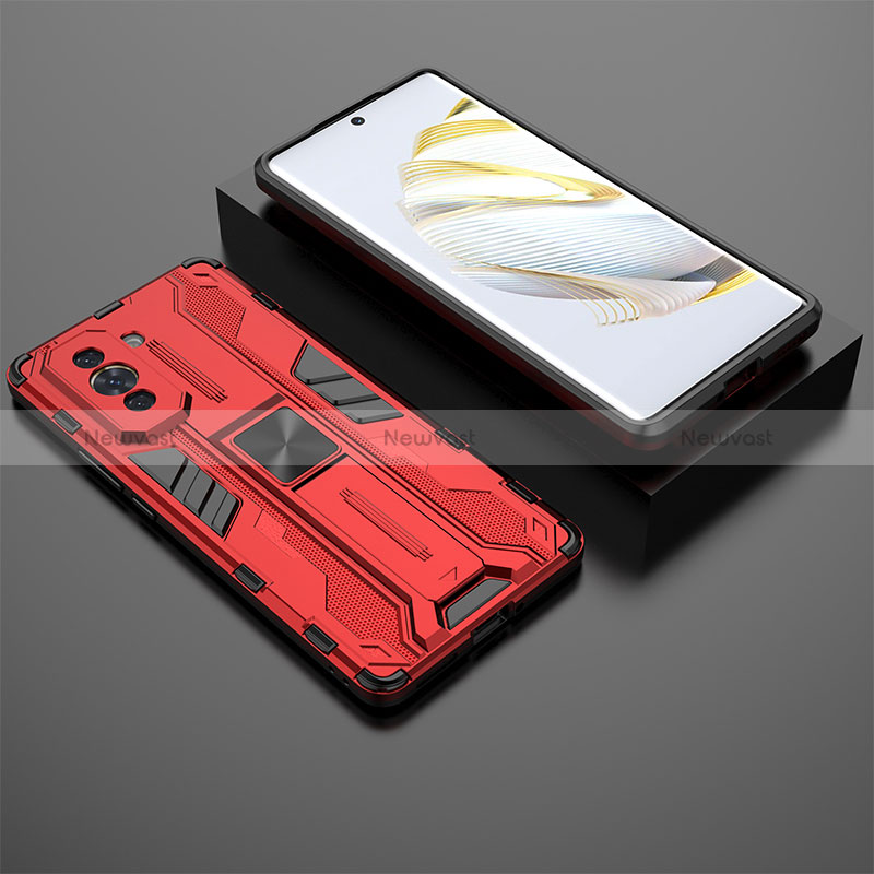 Silicone Matte Finish and Plastic Back Cover Case with Magnetic Stand KC2 for Huawei Nova 10