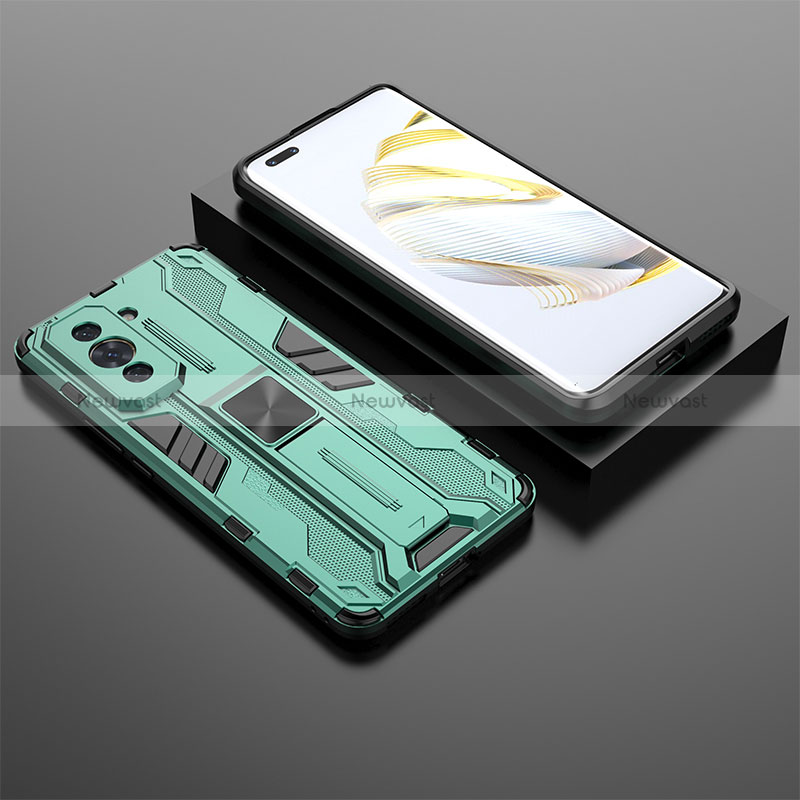 Silicone Matte Finish and Plastic Back Cover Case with Magnetic Stand KC2 for Huawei Nova 10 Pro