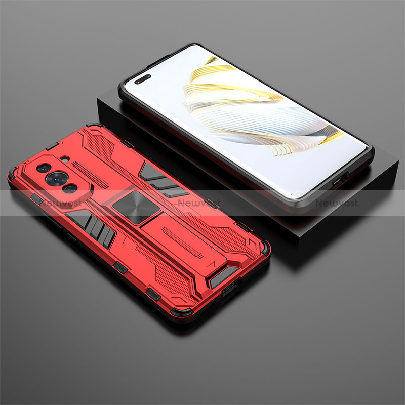 Silicone Matte Finish and Plastic Back Cover Case with Magnetic Stand KC2 for Huawei Nova 10 Pro