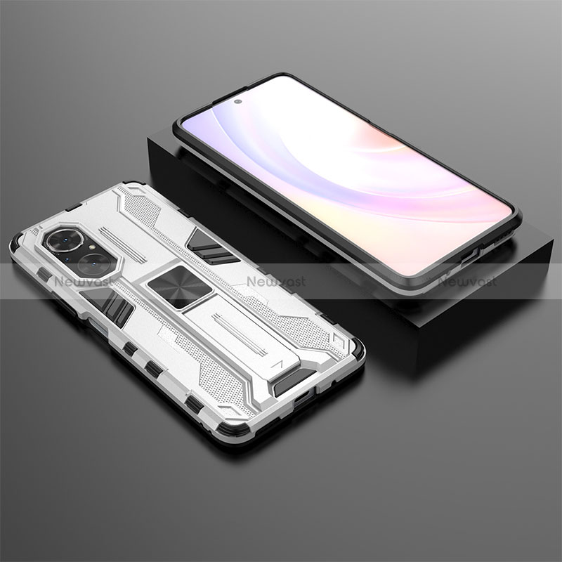 Silicone Matte Finish and Plastic Back Cover Case with Magnetic Stand KC2 for Huawei Nova 9 SE