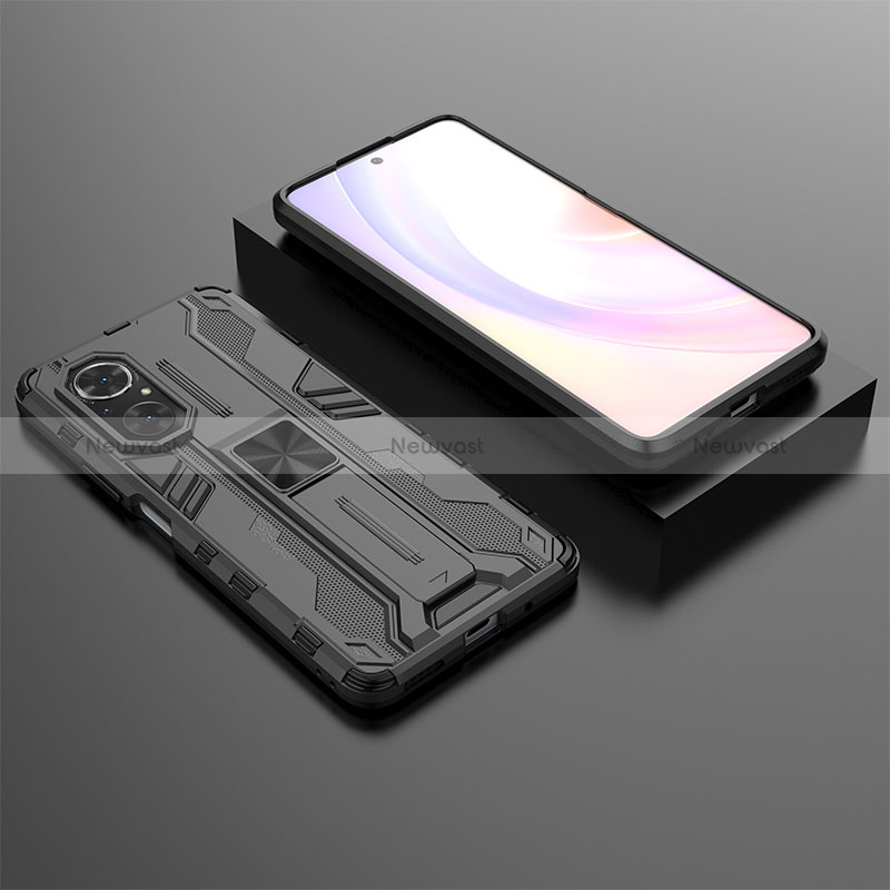 Silicone Matte Finish and Plastic Back Cover Case with Magnetic Stand KC2 for Huawei Nova 9 SE