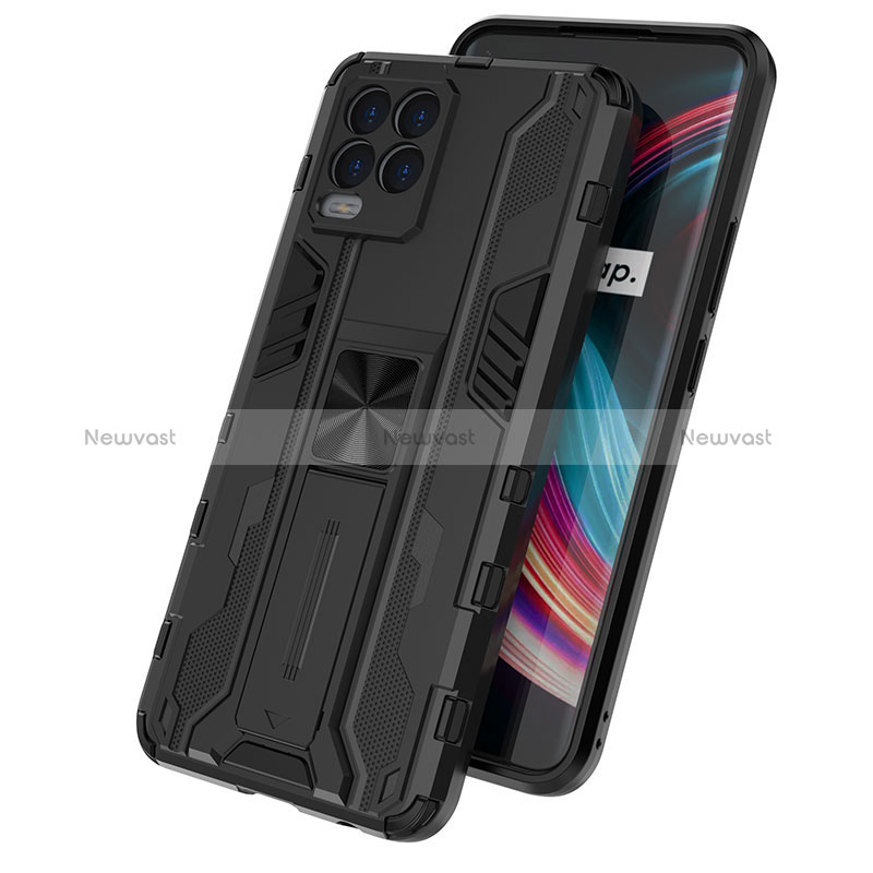 Silicone Matte Finish and Plastic Back Cover Case with Magnetic Stand KC2 for Realme 8 4G