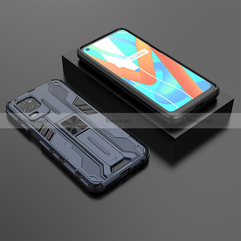 Silicone Matte Finish and Plastic Back Cover Case with Magnetic Stand KC2 for Realme 8s 5G