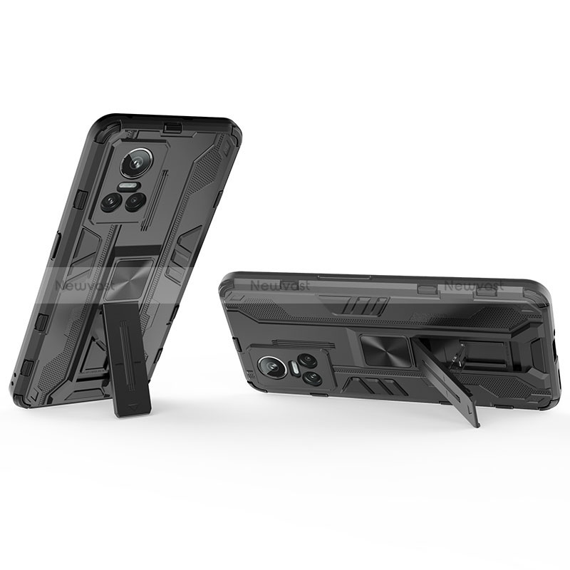 Silicone Matte Finish and Plastic Back Cover Case with Magnetic Stand KC2 for Realme GT Neo3 5G