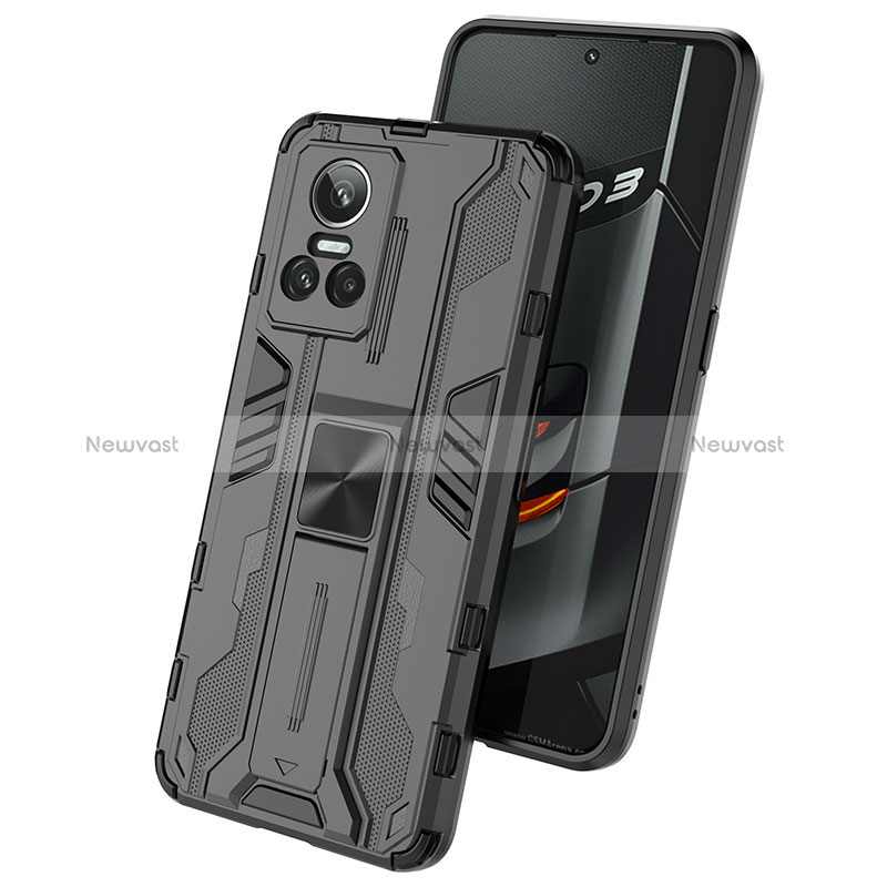 Silicone Matte Finish and Plastic Back Cover Case with Magnetic Stand KC2 for Realme GT Neo3 5G